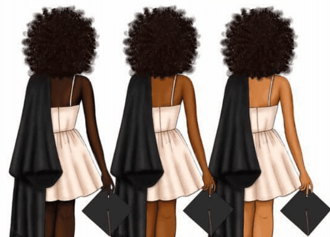 A group of women with black hair and one is wearing a white dress.